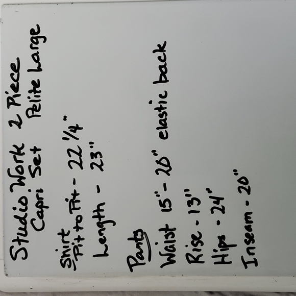 Studio Works Linen Capri Pant and Shirt Set PL Ivory and Taupe EUC - Picture 10 of 16